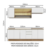 Cocina Integral 240cm Sin Mesón de Acero Marrón/Blanco Glamy Madesa 03