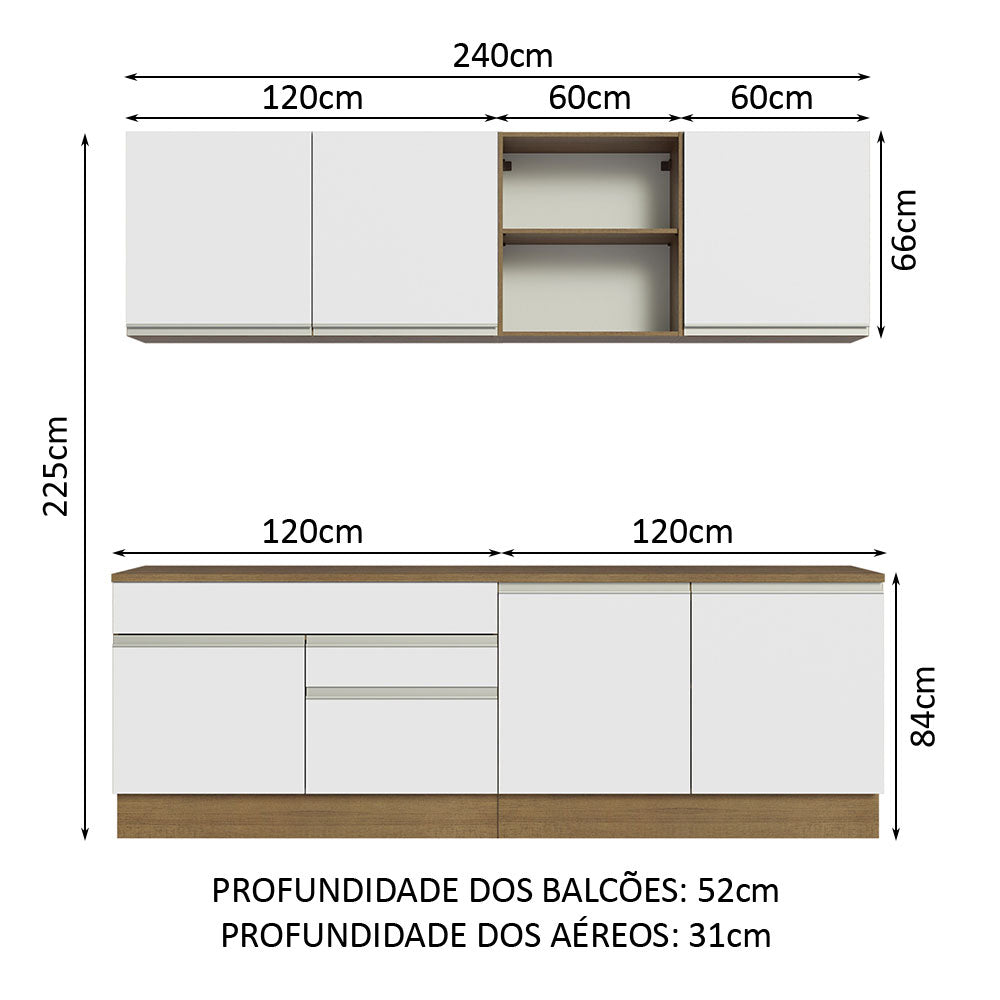 Cocina Integral 240cm Marrón/Blanco Glamy Madesa 06