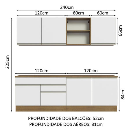 Cocina Integral 240cm Marrón/Blanco Glamy Madesa 06