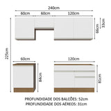 Cocina Integral 240cm Marrón/Blanco Glamy Madesa 08