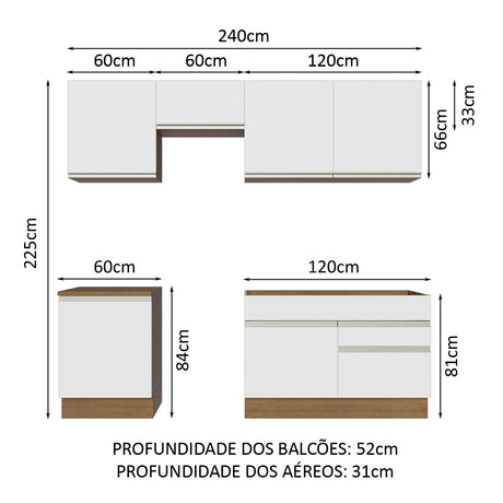 Cocina Integral 240cm Marrón/Blanco Glamy Madesa 08