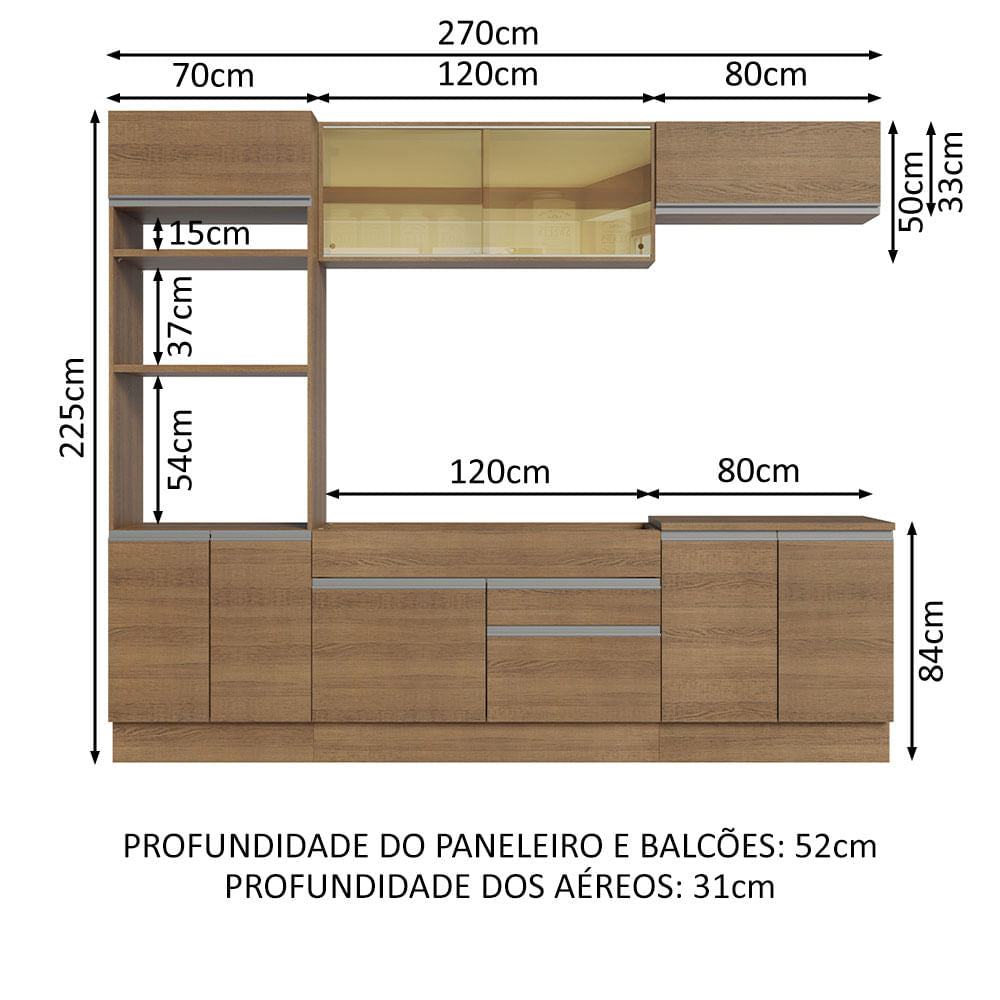 Cocina Integral 270cm Marrón Glamy 10