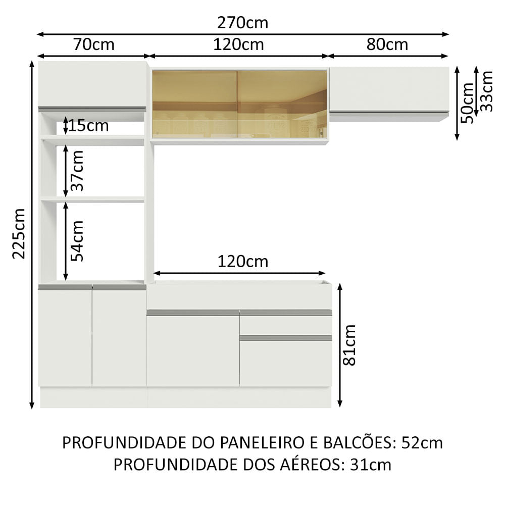 Cocina Integral 270cm Blanco Glamy 11