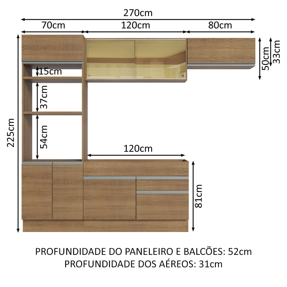 Cocina Integral 270cm Marrón Glamy 11