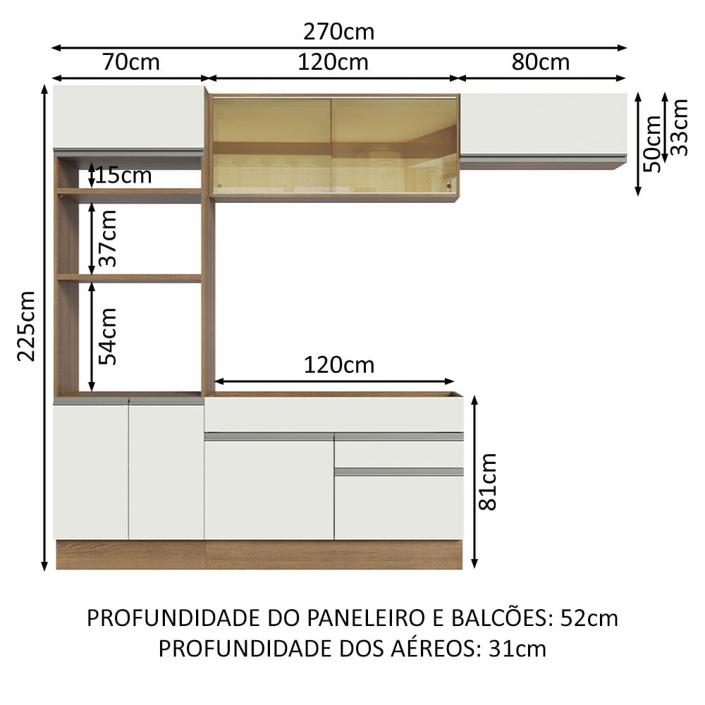 Cocina Integral 270cm Marrón/Blanco Glamy 11