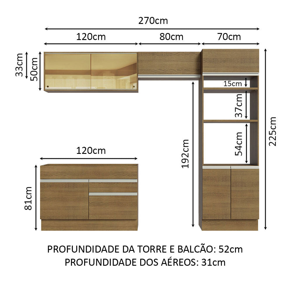 Cocina Integral 270cm Marrón Glamy 12