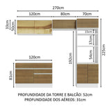 Cocina Integral 270cm Blanco/Marrón Glamy 12