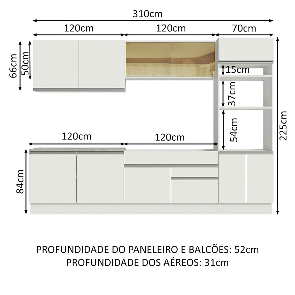 Cocina Integral 310cm Blanco Glamy 01