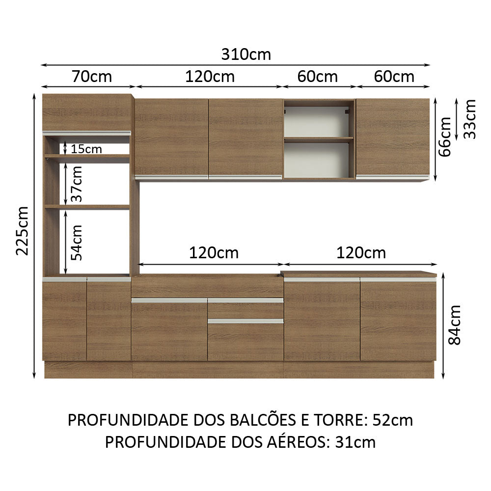 Cocina Integral 310cm Marrón Glamy Madesa 02