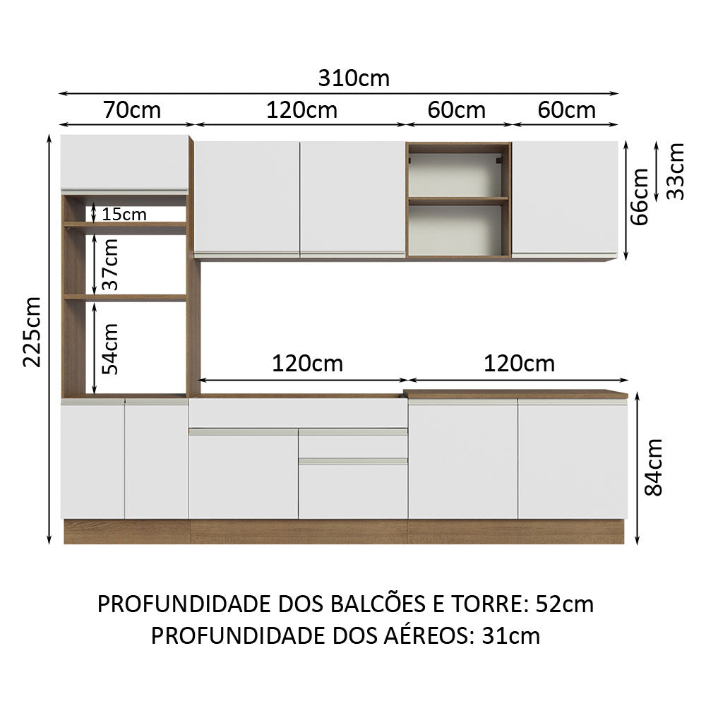 Cocina Integral 310cm Marrón/Blanco Glamy Madesa 02