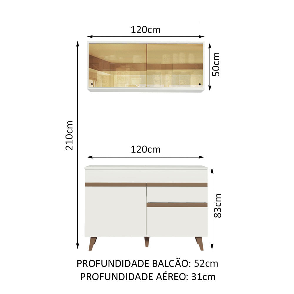 Cocina Integral 120cm Blanco Reims 01