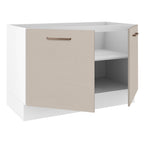 Gabinete Bajo 120 cm 2 Puertas Sin Encimera Blanco/Crema Agata Madesa