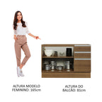 Gabinete Bajo 120 cm 2 Puertas 3 Cajones Sin Encimera Marrón Glamy Madesa