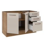 Gabinete Bajo 120 cm 2 Puertas 3 Cajones Sin Encimera Marrón/Crema Agata Madesa