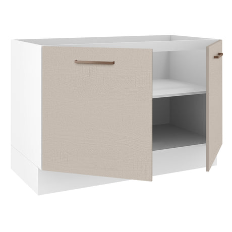 Mueble de Cocina para Fregadero Madesa Agata con 2 Puertas Blanco/Crema