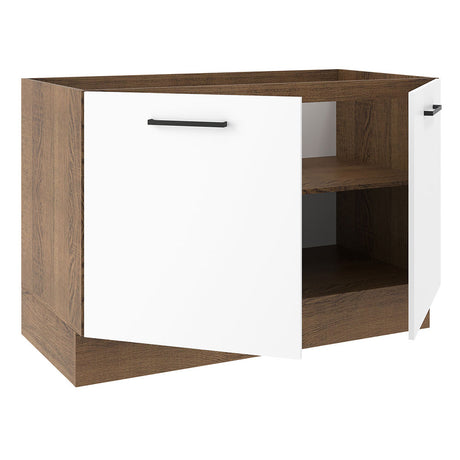 Mueble de Cocina para Fregadero Madesa Agata 120 cm 2 Puertas Marrón/Blanco