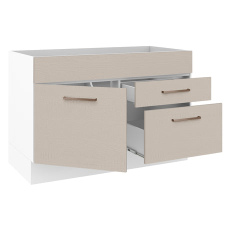 Mueble de Cocina para Fregadero 1 Puerta y 2 Cajones Blanco/Crema Agata Madesa