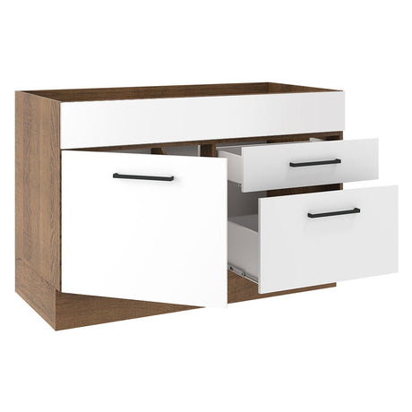 Mueble de Cocina para Fregadero Madesa Agata 1 Puerta y 2 Cajones Marrón/Blanco