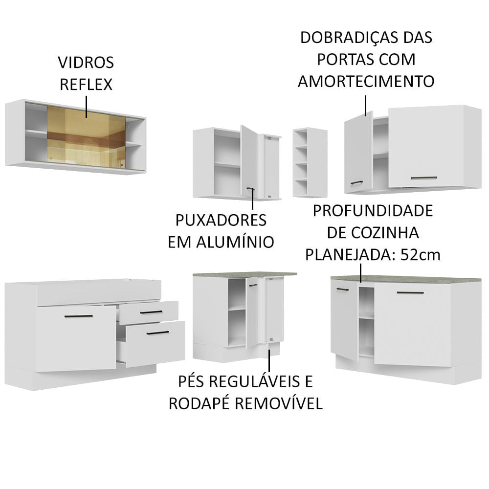 Cocina Integral Esquinera 389cm Blanco Agata 01