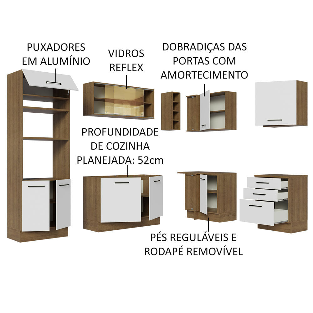 Cocina Integral Esquinera 399cm Marrón/Blanco Agata 01