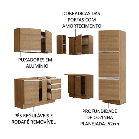 Cocina Integral Esquinera 329cm Marrón Glamy Madesa 01