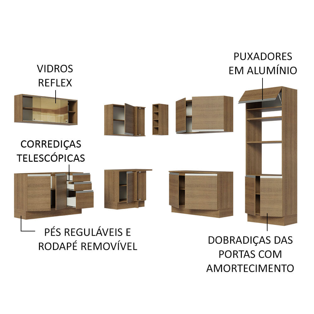 Cocina Integral Esquinera 459cm Marrón Glamy 01