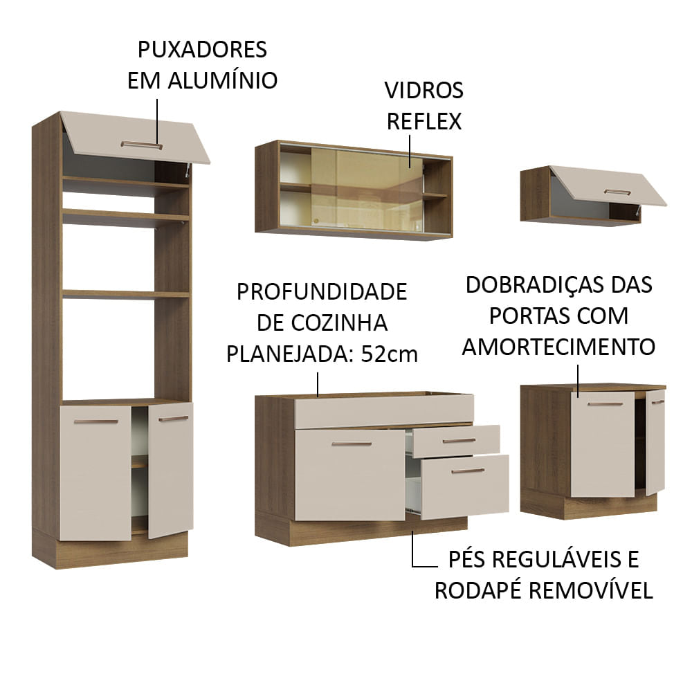 Cocina Integral 270cm Marrón/Crema Agata 03