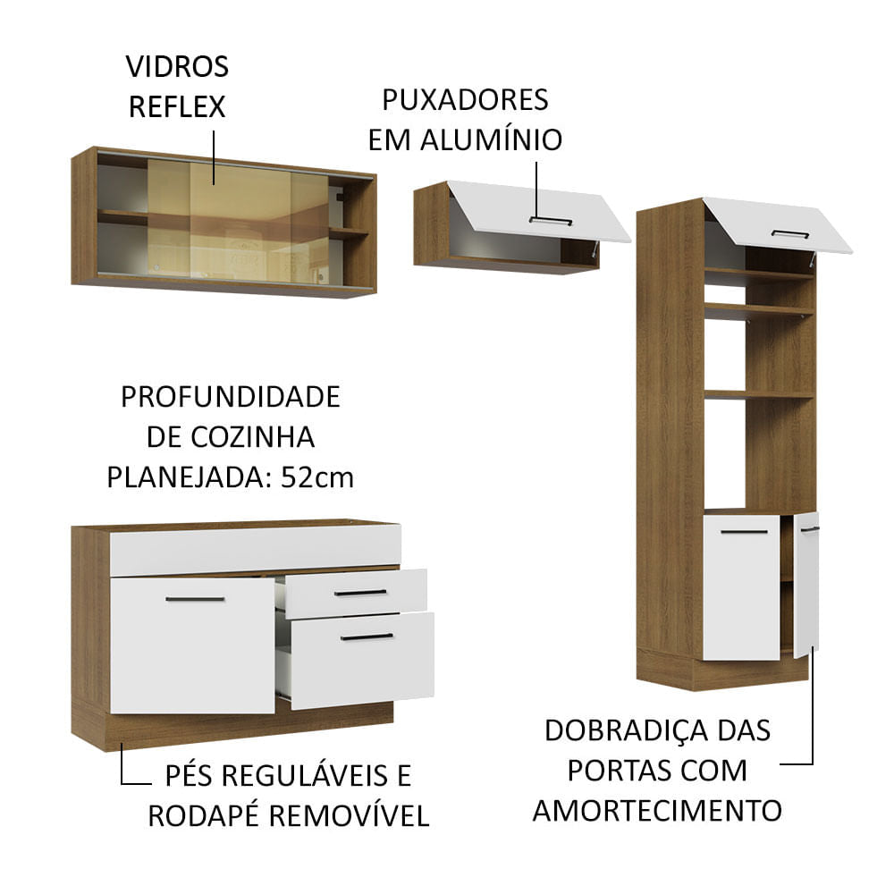 Cocina Integral 270cm Marrón/Blanco Agata 05