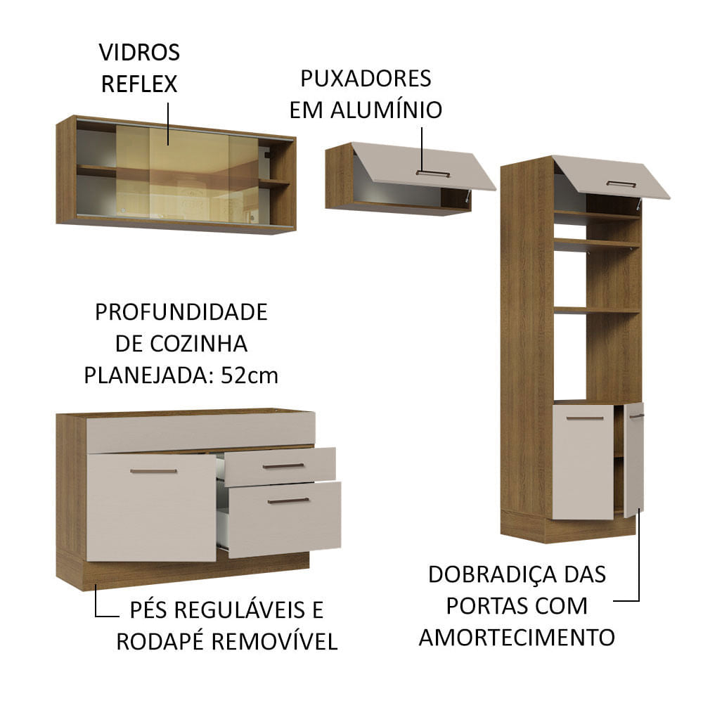 Cocina Integral 270cm Marrón/Crema Agata 05