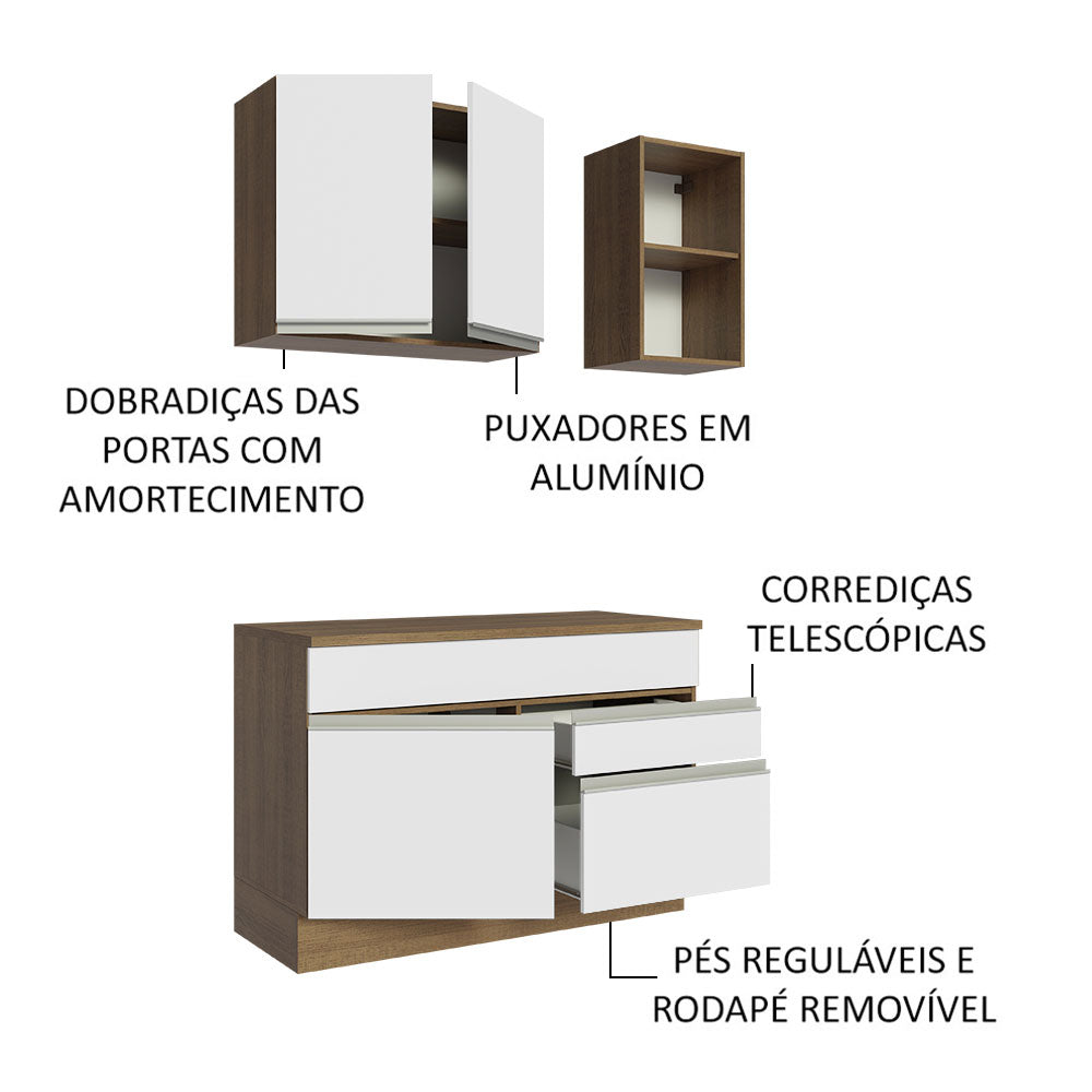 Cocina Compacta 120cm Marrón/Blanco Glamy Madesa 08