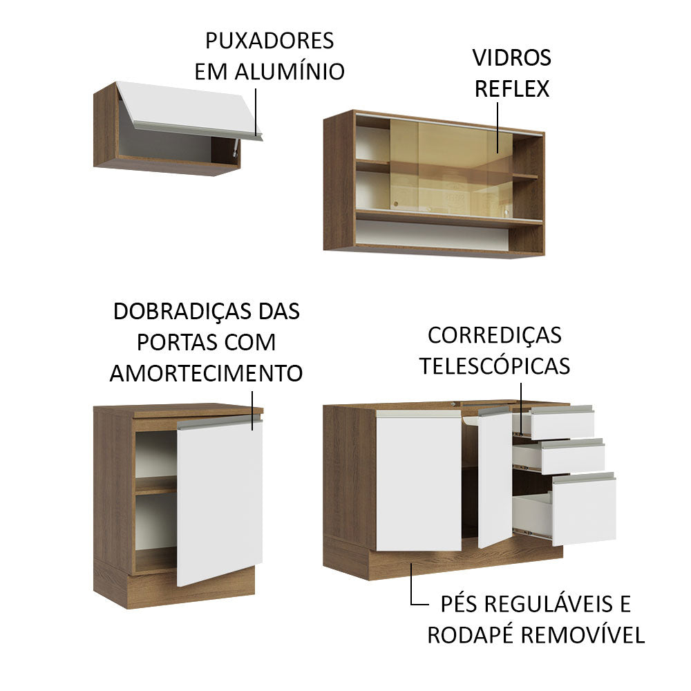 Cocina Compacta 180cm Marrón/Blanco Glamy Madesa 08