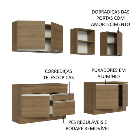 Cocina Integral 240cm Marrón Glamy Madesa 06