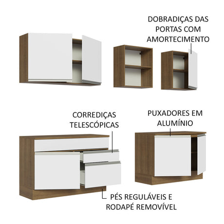 Cocina Integral 240cm Marrón/Blanco Glamy Madesa 06