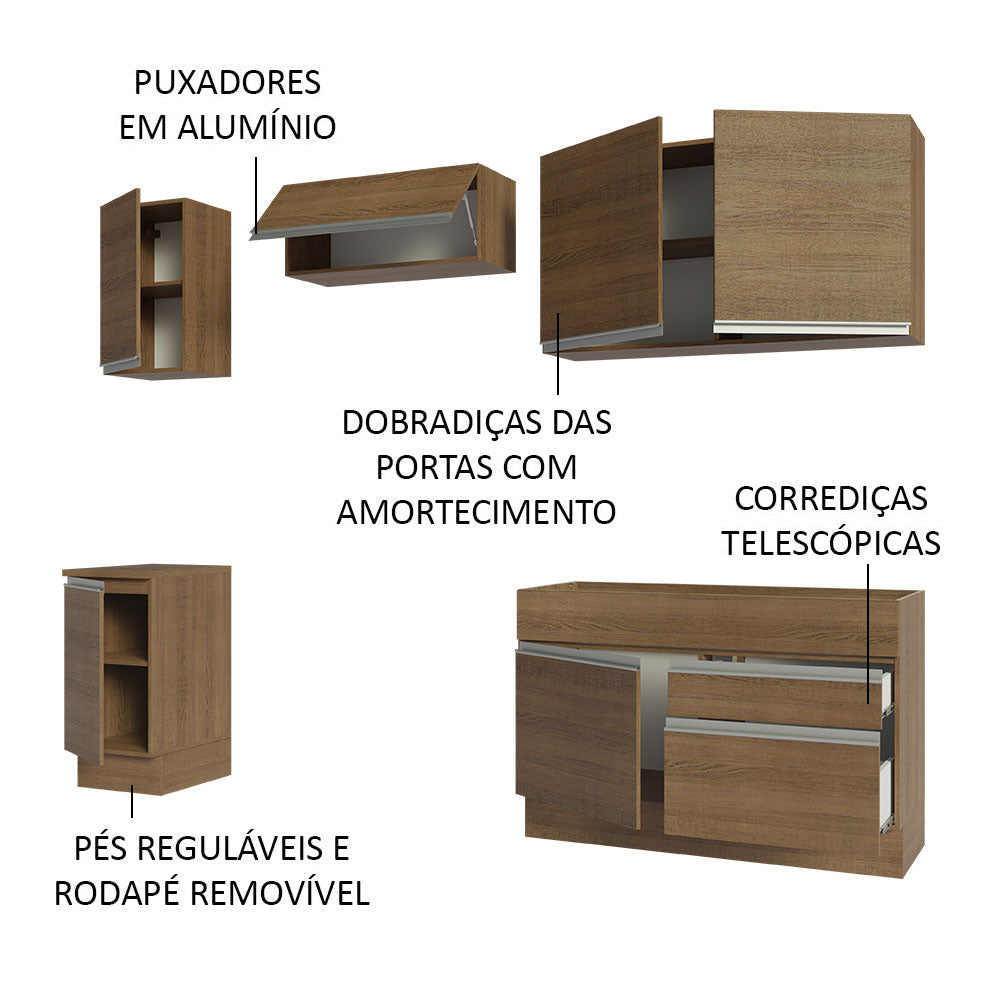 Cocina Integral 240cm Marrón Glamy Madesa 07