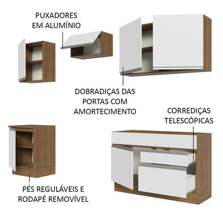 Cocina Integral 240cm Marrón/Blanco Glamy Madesa 08