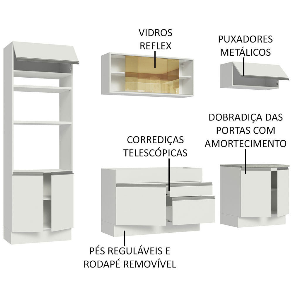 Cocina Integral 270cm Blanco Glamy 10