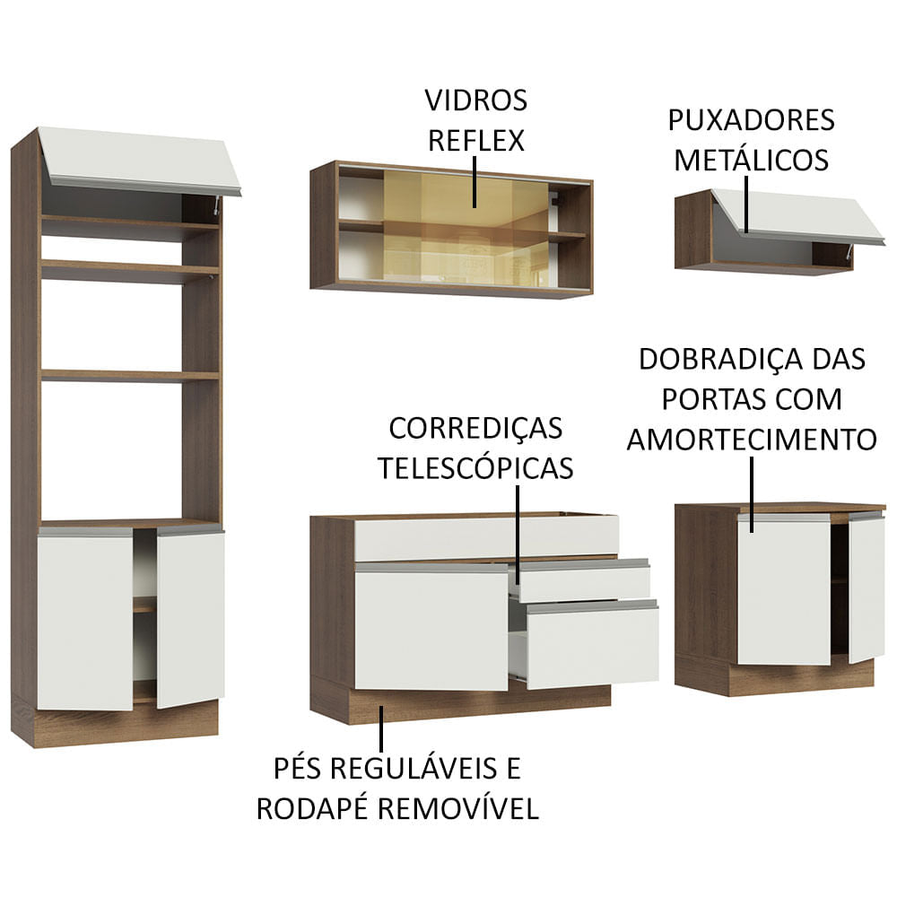 Cocina Integral 270cm Marrón/Blanco Glamy 10