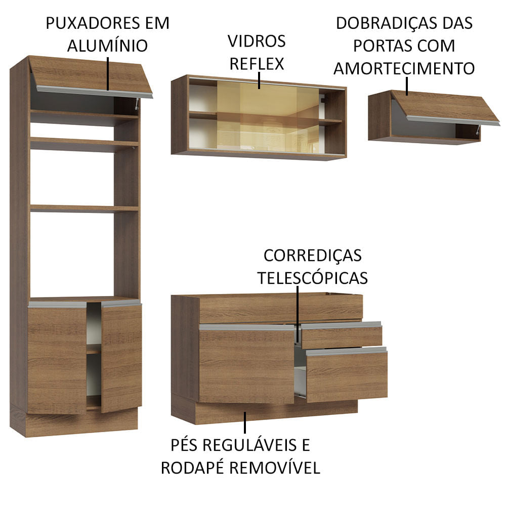 Cocina Integral 270cm Marrón Glamy 11