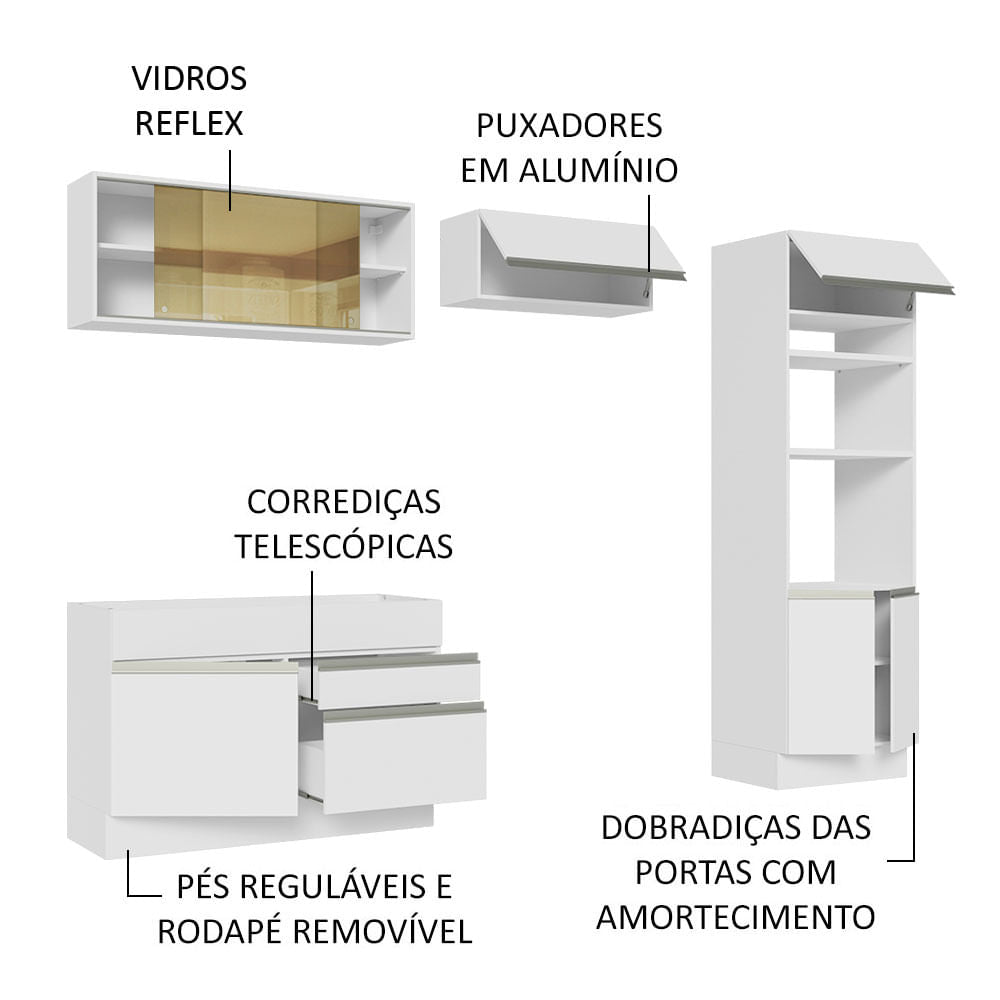 Cocina Integral 270cm Blanco Glamy 12