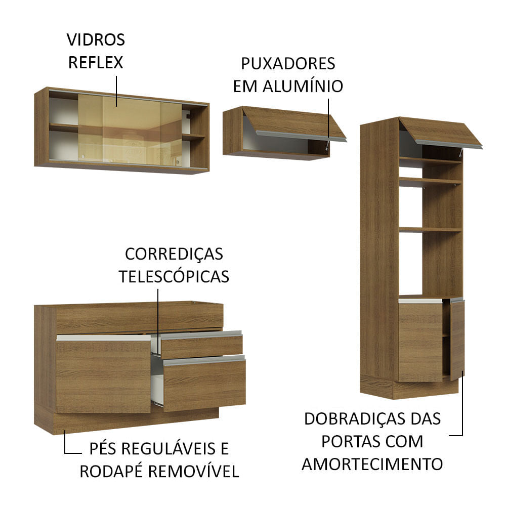 Cocina Integral 270cm Marrón Glamy 12