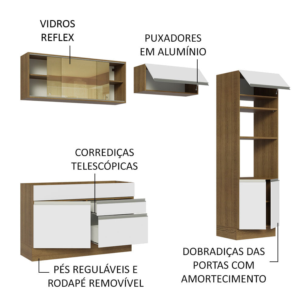 Cocina Integral 270cm Marrón/Blanco Glamy 12