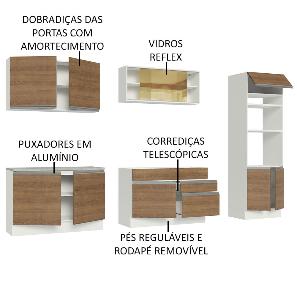 Cocina Integral 310cm Blanco/Marrón Glamy 01