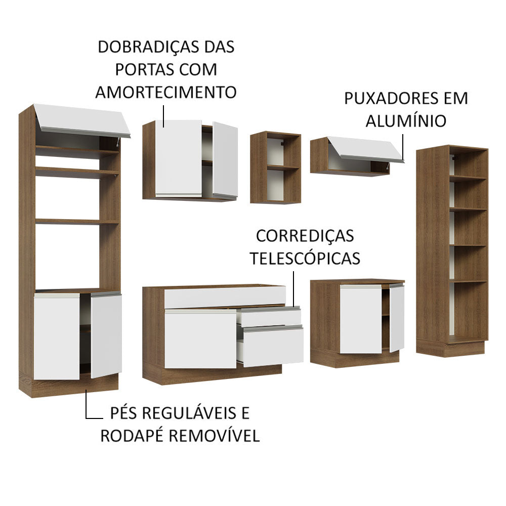 Cocina Integral 330cm Marrón/Blanco Glamy Madesa 03