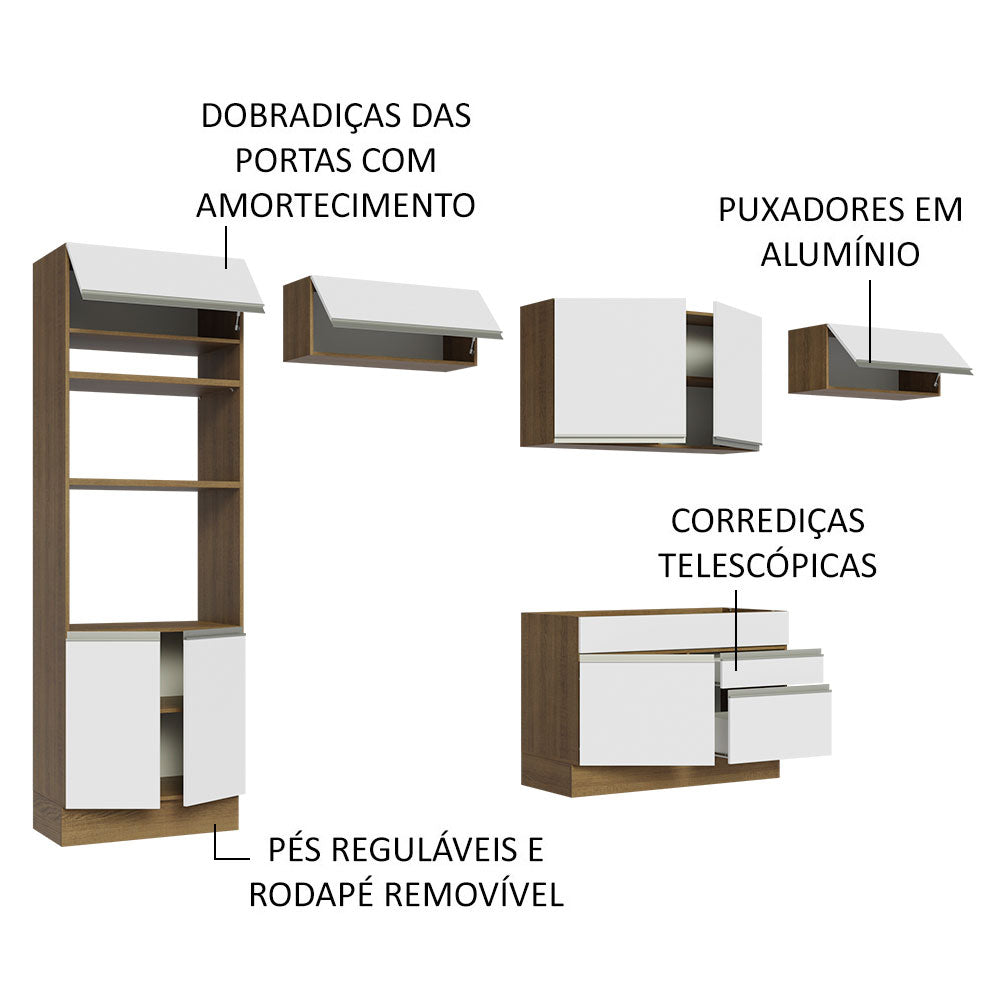 Cocina Integral 350cm Marrón/Blanco Glamy Madesa 01