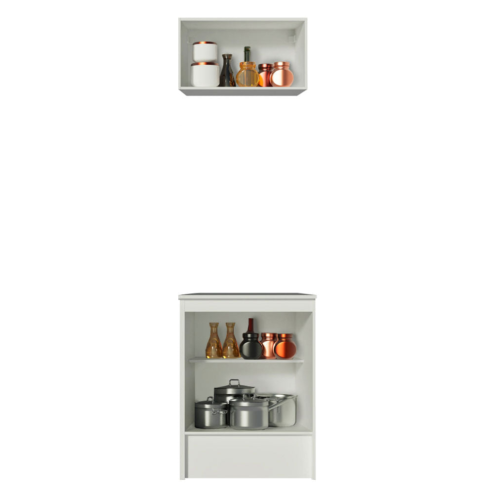 Kit de Cocina 60cm 2 Puertas con Armario Alto y Mostrador Blanco Madesa Topazio