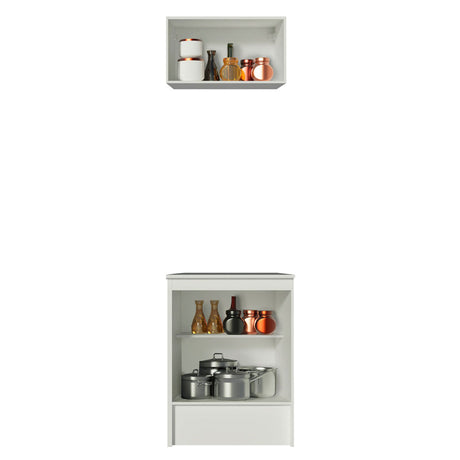 Kit de Cocina 60cm 2 Puertas con Armario Alto y Mostrador Blanco Madesa Topazio