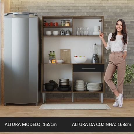 Mueble de Cocina Compacto 120cm Marron/Negro Life Madesa