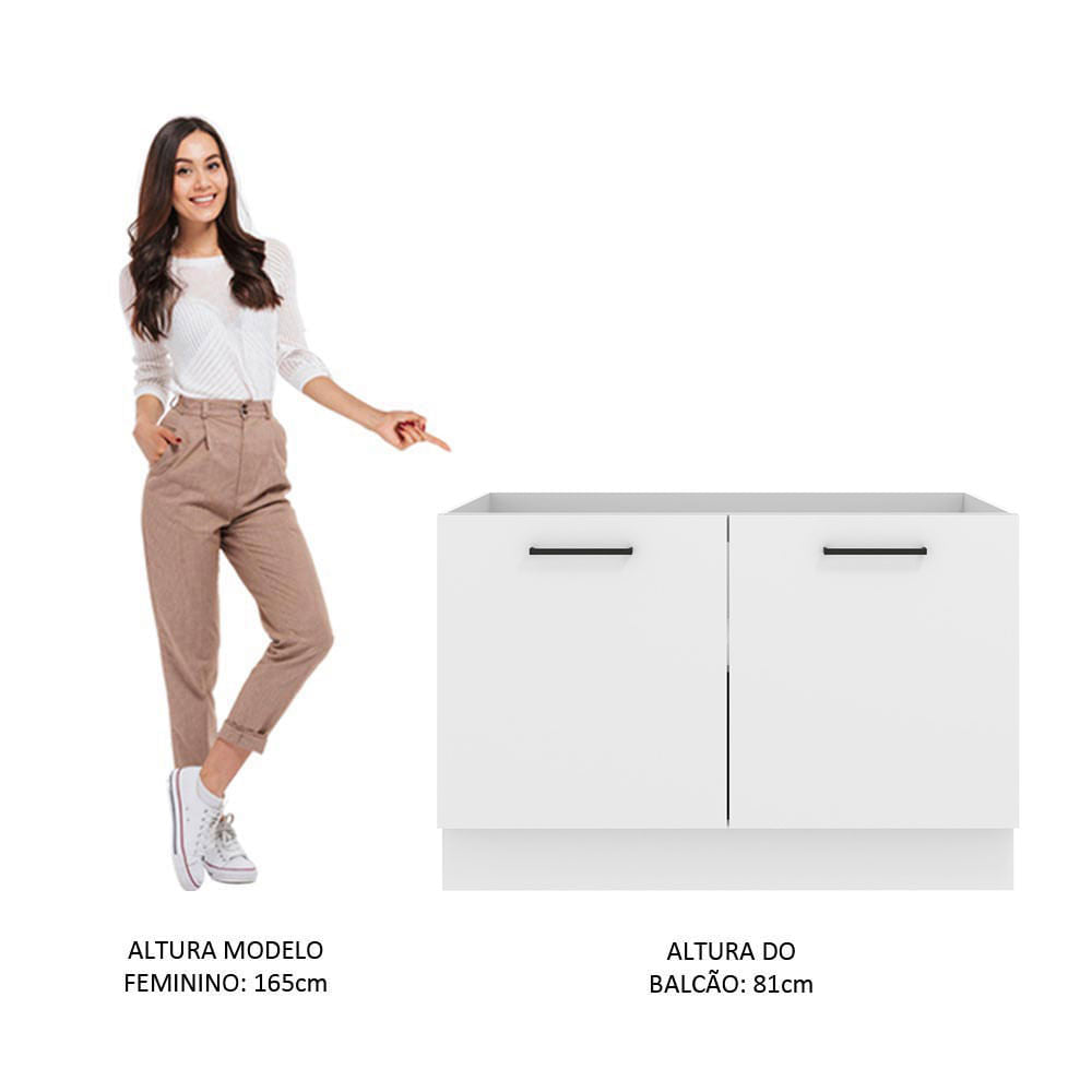 Gabinete Bajo 120 cm 2 Puertas Sin Encimera Blanco Agata Madesa