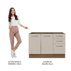Gabinete Bajo 120 cm 2 Puertas 3 Cajones Sin Encimera Marrón/Crema Agata Madesa