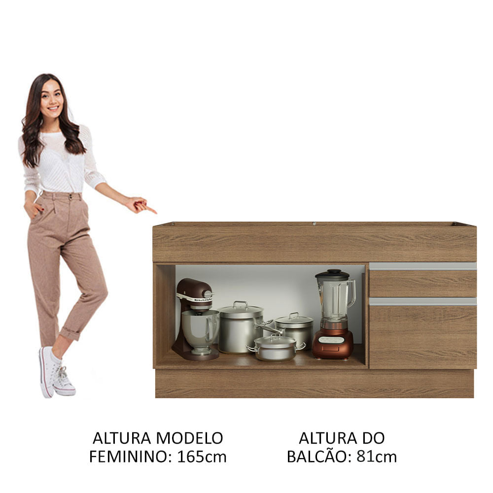 Mueble de Cocina Madesa Glamy 150 cm 2 Cajones 2 Puertas (Sin Tablero Ni Fregadero) Marrón